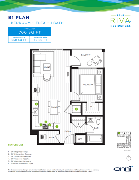 Floor plan for 1 bed, 1 bath, 650 sqft